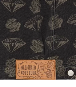 DIAMONDS & DOLLARS DENIM JACKET - BLACK -Fashion Style Shop B23409 BLACK 05