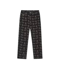DIAMONDS & DOLLARS DENIM PANTS - BLACK