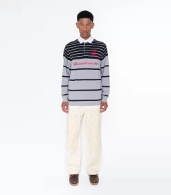 CREST RUGBY SHIRT - BLACK/GREY 8 CREST RUGBY SHIRT - BLACK/GREY -Fashion Style Shop B23426 BLACK GREY 1