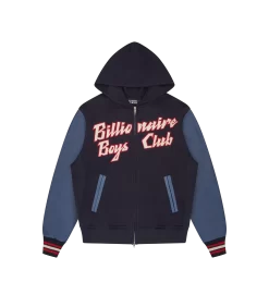 LEATHER SLEEVE ZIP-THROUGH HOOD