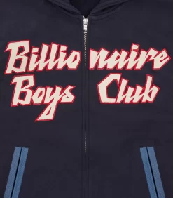 LEATHER SLEEVE ZIP-THROUGH HOOD -Fashion Style Shop B23438 NAVY 03