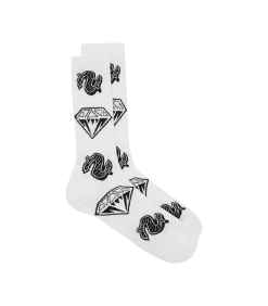 DIAMONDS AND DOLLARS SOCKS - WHITE
