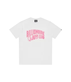 GLITTER ARCH LOGO T-SHIRT - WHITE/PINK