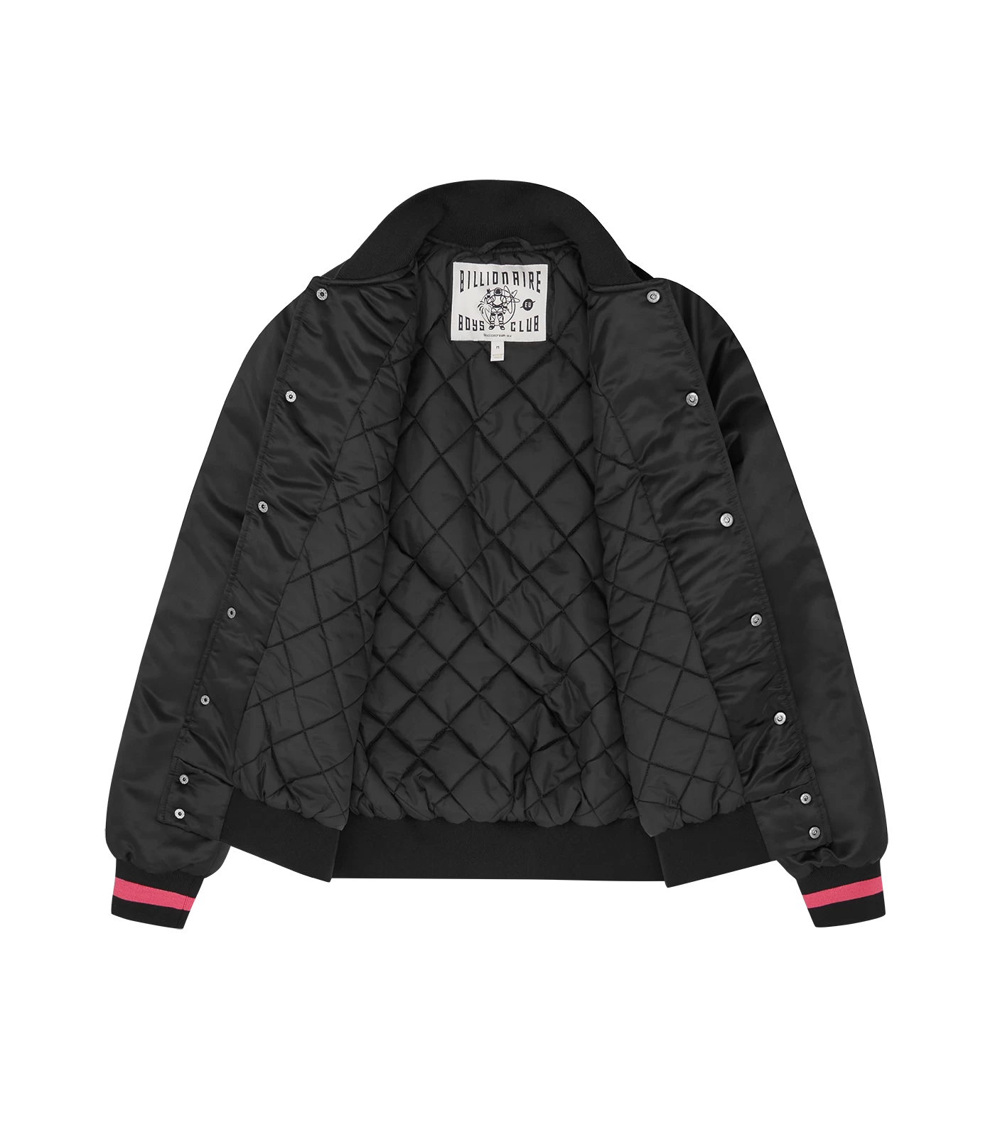 SATIN BOMBER JACKET - BLACK/PINK 3 SATIN BOMBER JACKET - BLACK/PINK - Image 3