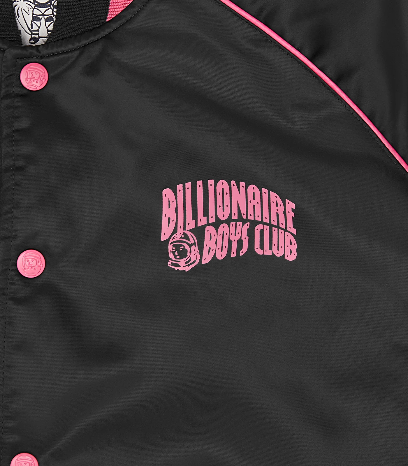 SATIN BOMBER JACKET - BLACK/PINK 4 SATIN BOMBER JACKET - BLACK/PINK - Image 4