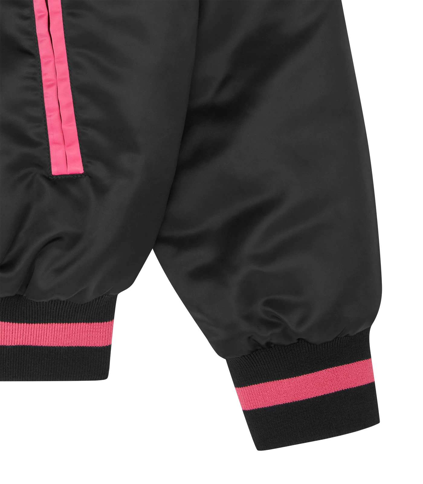 SATIN BOMBER JACKET - BLACK/PINK 5 SATIN BOMBER JACKET - BLACK/PINK - Image 5