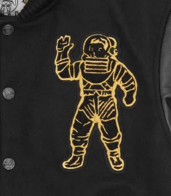 LEATHER SLEEVE VARSITY JACKET - BLACK/GOLD -Fashion Style Shop B23S47 BLACKGOLD 04 1