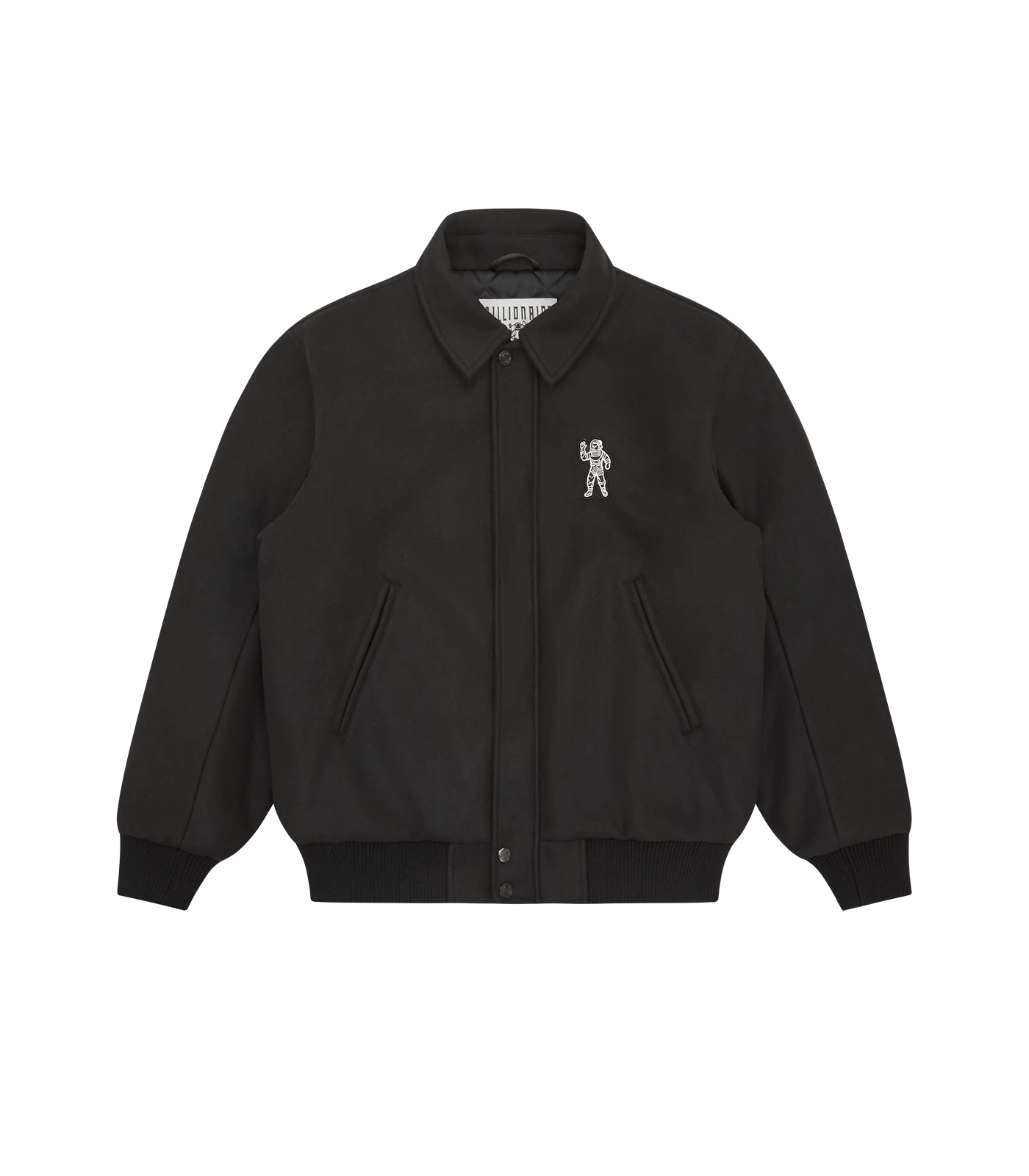 COLLARED VARSITY JACKET - BLACK 1 COLLARED VARSITY JACKET - BLACK