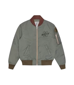 NYLON SHELL BOMBER JACKET - OLIVE