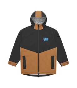 PANELLED RAIN JACKET - BLACK/BROWN