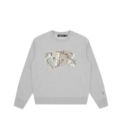 CAMO ARCH LOGO CREWNECK - HEATHER GREY