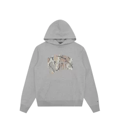 CAMO ARCH LOGO POPOVER HOOD - HEATHER GREY