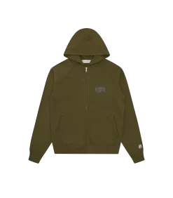 SMALL ARCH LOGO ZIP THROUGH - OLIVE