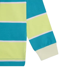 KIDS STRIPED L/S RUGBY SHIRT - TEAL -Fashion Style Shop BK23116 GREENSTRIPE 4