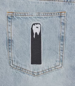 RUNNING DOG DENIM PANT - LIGHT WASH -Fashion Style Shop IC22207 LIGHTBLUEWASHBLACKPRINT 05