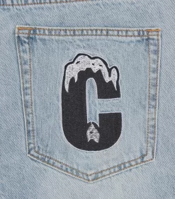 RUNNING DOG DENIM PANT - LIGHT WASH -Fashion Style Shop IC22207 LIGHTBLUEWASHBLACKPRINT 06