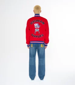 ICECREAM SUPPLIES VARSITY JACKET - RED -Fashion Style Shop IC23407 RED 2