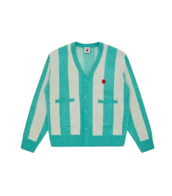 STRIPED KNITTED CARDIGAN - TEAL STRIPE