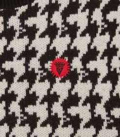 HOUNDSTOOTH KNITTED VEST - BLACK AND WHITE -Fashion Style Shop IC23417 BLACK 03