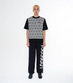 HOUNDSTOOTH KNITTED VEST - BLACK AND WHITE -Fashion Style Shop IC23417 BLACK 1