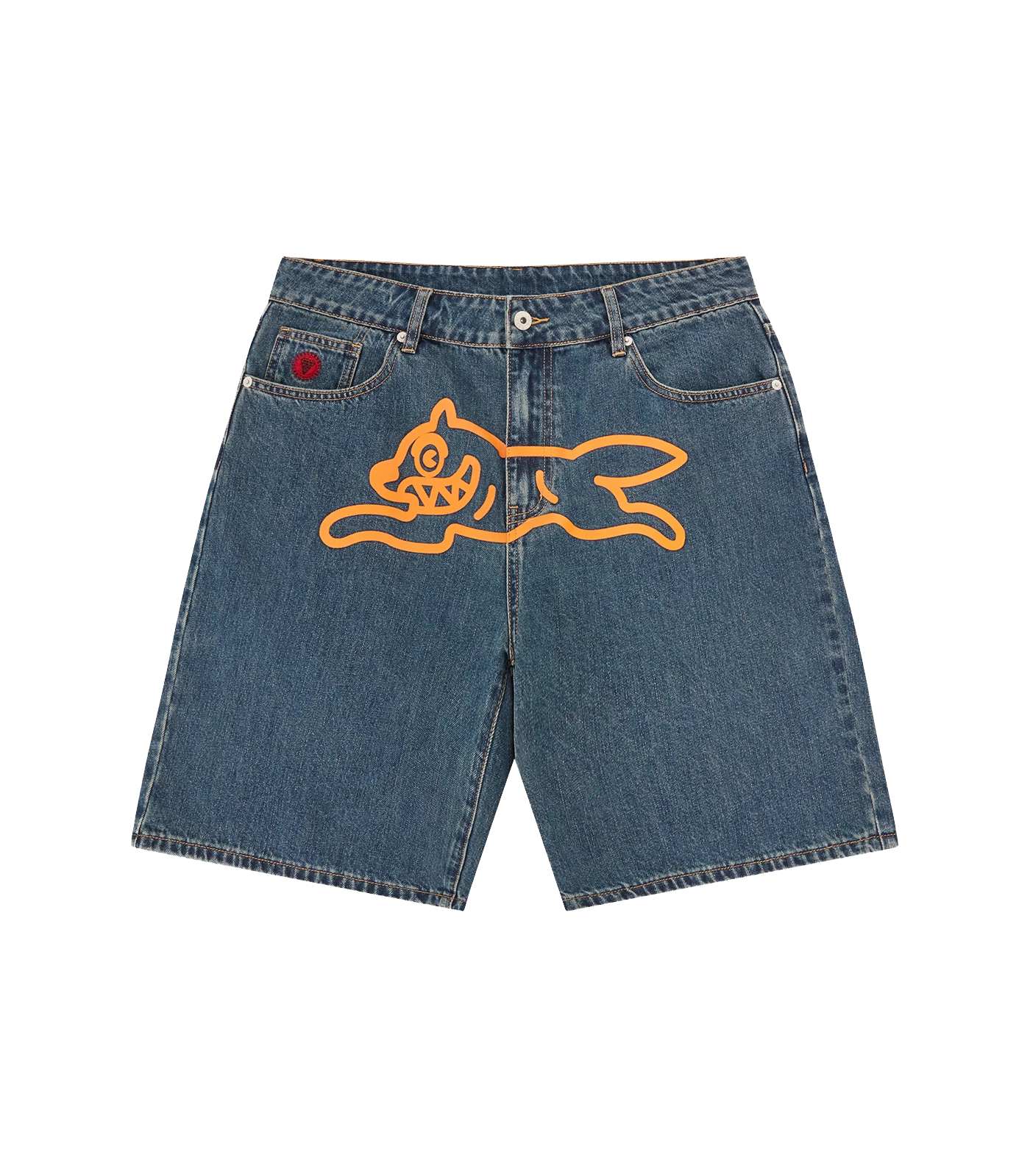 RUNNING DOG DENIM SHORTS - MID WASH BLUE 1 RUNNING DOG DENIM SHORTS - MID WASH BLUE