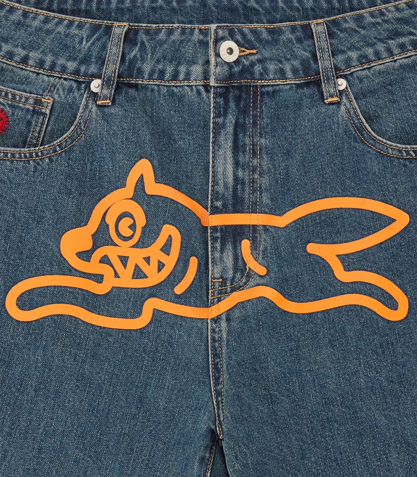 RUNNING DOG DENIM SHORTS - MID WASH BLUE 3 RUNNING DOG DENIM SHORTS - MID WASH BLUE - Image 3