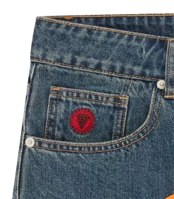 RUNNING DOG DENIM SHORTS - MID WASH BLUE 12 RUNNING DOG DENIM SHORTS - MID WASH BLUE -Fashion Style Shop IC23S16 MIDWASHBLUE 04copy