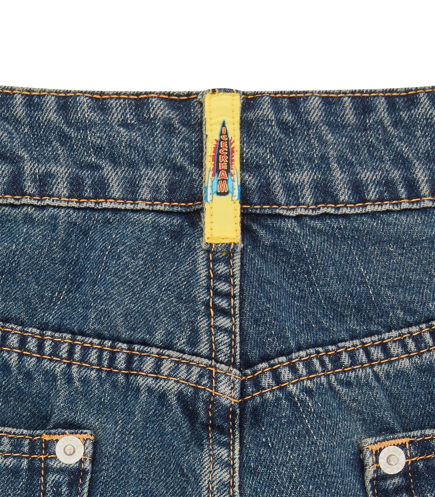 RUNNING DOG DENIM SHORTS - MID WASH BLUE 7 RUNNING DOG DENIM SHORTS - MID WASH BLUE - Image 7