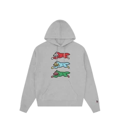 TRIPLE RUNNING DOG POPOVER HOOD - HEATHER GREY