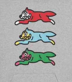 TRIPLE RUNNING DOG POPOVER HOOD - HEATHER GREY -Fashion Style Shop IC23S21 GREY 03