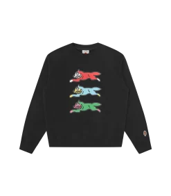 TRIPLE RUNNING DOG CREWNECK - BLACK