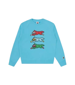 TRIPLE RUNNING DOG CREWNECK - BLUE