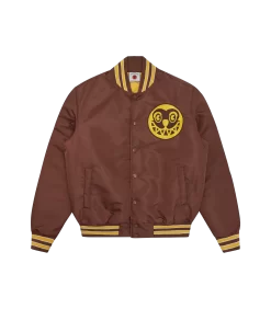 SATIN BOMBER JACKET - BROWN