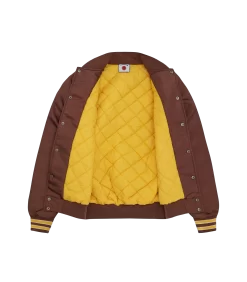 SATIN BOMBER JACKET - BROWN -Fashion Style Shop IC24107 BROWN 03