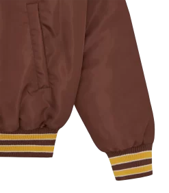 SATIN BOMBER JACKET - BROWN -Fashion Style Shop IC24107 BROWN 05