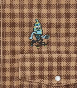 CORDUROY CHECK SHIRT - BROWN CHECK -Fashion Style Shop IC24119 BROWNCHECK 03