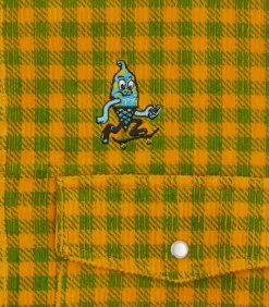 CORDUROY CHECK SHIRT - GREEN CHECK -Fashion Style Shop IC24119 GREENCHECK 03