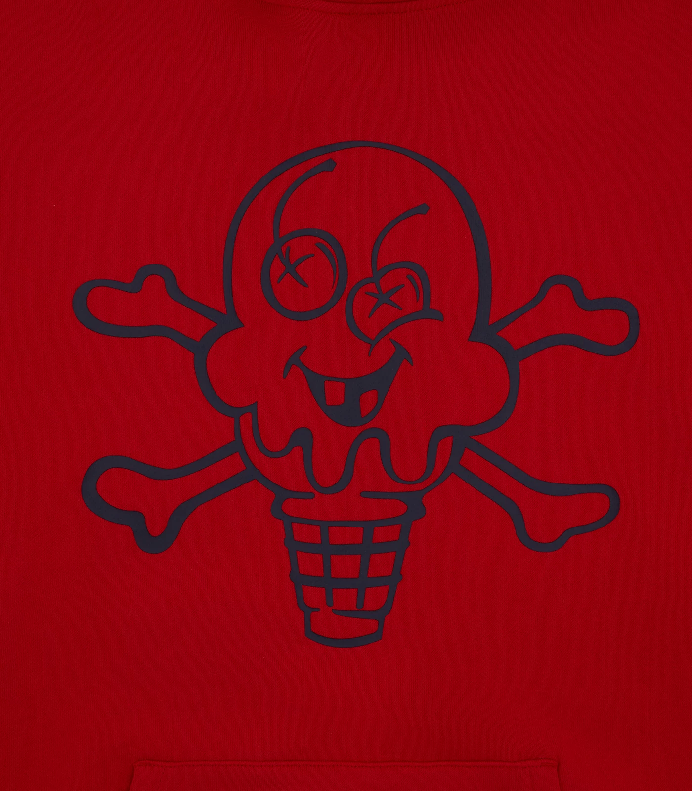 CONES AND BONES POPOVER HOOD - RED 3 CONES AND BONES POPOVER HOOD - RED - Image 3