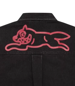 RUNNING DOG DENIM SHIRT - BLACK -Fashion Style Shop IC24149 BLACK 04