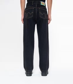 RUNNING DOG DOUBLE SCOOP DENIM PANT - BLACK -Fashion Style Shop IC24150 2 BLACK