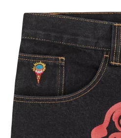 RUNNING DOG DOUBLE SCOOP DENIM PANT - BLACK -Fashion Style Shop IC24150 BLACK 01DOUBLESCOOP 3