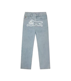 RUNNING DOG DOUBLE SCOOP DENIM PANT - HEAVY WASH BLUE